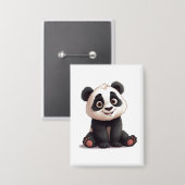 Badge Illustration de dessin animé d'ours panda assis (Recto/Verso)