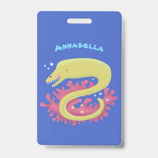 Badge Illustration de dessin animé drôle d'anguille vert (Avant)