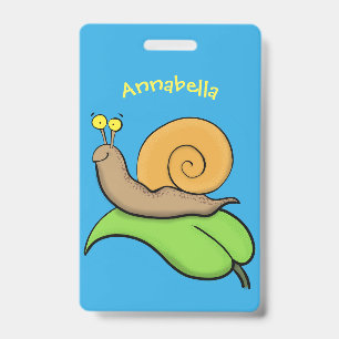 Badge Illustration de dessin animé d'un escargot mignon