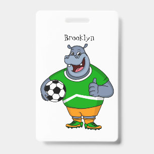 Badge Illustration de dessin animé d'un hippopotame drôl