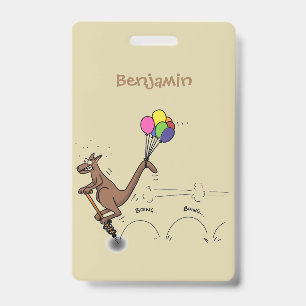 Badge Illustration de dessin animé d'un kangourou avec h