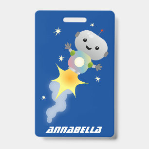 Badge Illustration de dessin animé d'un robot mignon vol