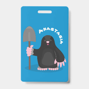 Badge Illustration de dessin animé d'une taupe heureuse 