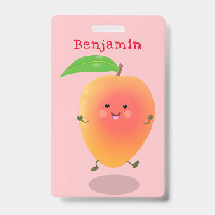Badge Illustration de dessin animé jaune mangue heureuse