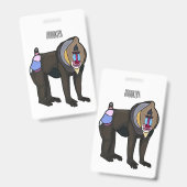 Badge Illustration de dessin animé Mandrill (Avant & arrière)