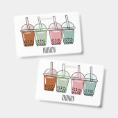 Badge Illustration de dessin animé pour le thé de bulle (Avant & arrière)