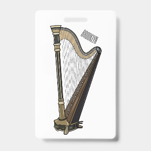 Badge Illustration de dessin animé sur la harpe