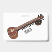 Badge Illustration de dessin de Sitar (Arrière)