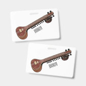 Badge Illustration de dessin de Sitar (Avant & arrière)