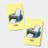 Badge Illustration de dessin d'imprimante (Avant & arrière)