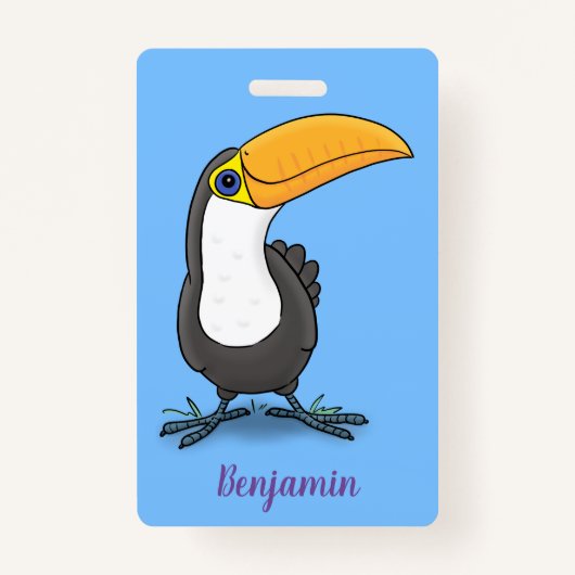 Badge Illustration de dessin humoristique du toucan joye (Devant)