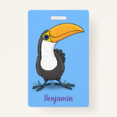Badge Illustration de dessin humoristique du toucan joye (Dos)