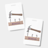 Badge Illustration de dessin mignon, marteau et ongles (Front & Back)