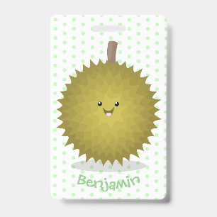 Badge Illustration de durian de dessin animé mignon et h