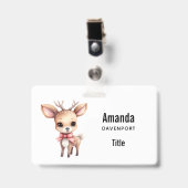 Badge Illustration de faon de dessin animé mignon (Avant avec clip)