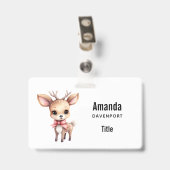 Badge Illustration de faon de dessin animé mignon (Arrière avec clip)