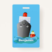 Badge Illustration de la caricature de remorqueur de paq (Dos)