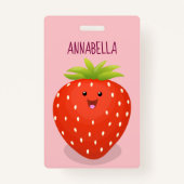 Badge Illustration de la fraise Cute kawaii (Dos)