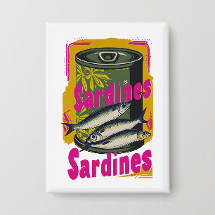 Badge Illustration de la sardine rétro avec des couleurs