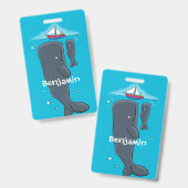 Badge Illustration de mignons baleines et voiliers (Front & Back)