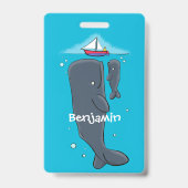 Badge Illustration de mignons baleines et voiliers (Back)