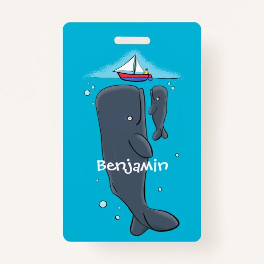 Badge Illustration de mignons baleines et voiliers (Devant)