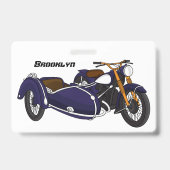 Badge Illustration de moto violette avec side-car (Arrière)
