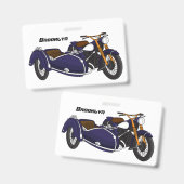 Badge Illustration de moto violette avec side-car (Avant & arrière)