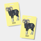 Badge Illustration de mouflon, mouton (Avant & arrière)