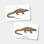 Badge Illustration de pangolin à queue longue (Avant & arrière)