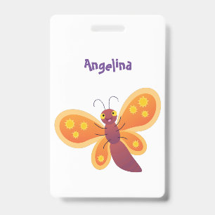 Badge Illustration de papillon orange heureux de style c
