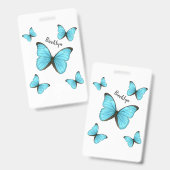 Badge illustration de papillons Morpho de dessin animé (Avant & arrière)