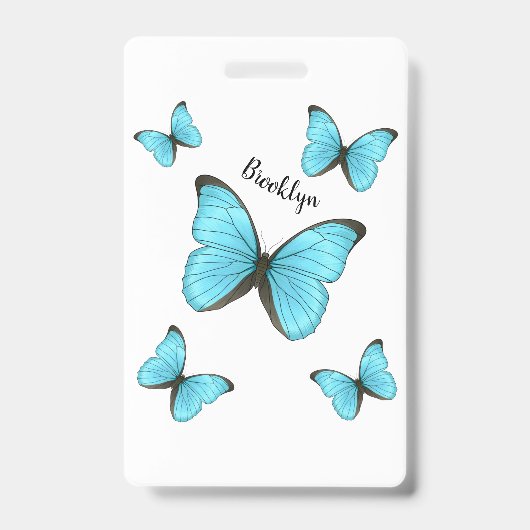 Badge illustration de papillons Morpho de dessin animé (Avant)