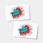 Badge illustration de poisson combattant crowntail de de (Avant & arrière)