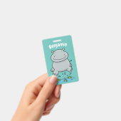 Badge Illustration de saut en hippo mignon (À main)