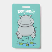 Badge Illustration de saut en hippo mignon (Dos)