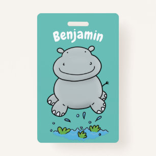 Badge Illustration de saut en hippo mignon