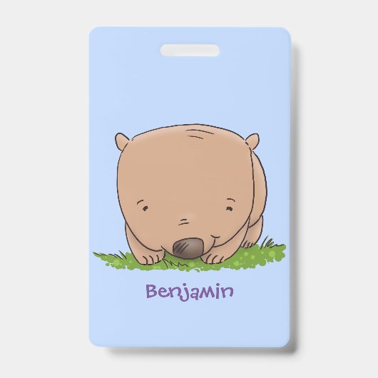 Badge Illustration de style cartoon de bébé wombat migno (Avant)