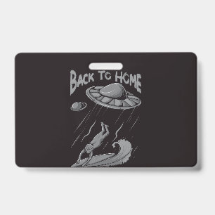 Badge Illustration de surf pour alien avec retour à la m