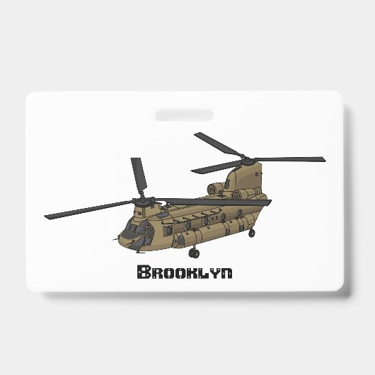 Badge illustration d'hélicoptère militaire Chinook (Avant)