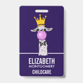 Badge Illustration drôle de lama soufflant une bulle ros (Back)