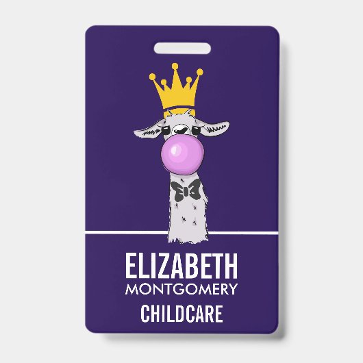 Badge Illustration drôle de lama soufflant une bulle ros (Front)