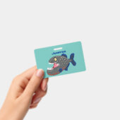 Badge Illustration drôle de piranha affamée (À main)