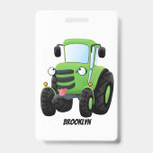 Badge Illustration du joli joyeux tracteur agricole vert (Back)