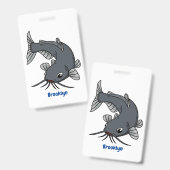 Badge Illustration du poisson-chat mignon (Avant & arrière)