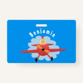 Badge Illustration d'un avion rouge volant mignon (Dos)