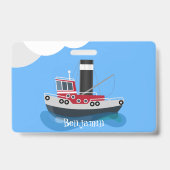 Badge Illustration d'un bateau à chalutier mignon (Arrière)