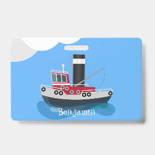 Badge Illustration d'un bateau à chalutier mignon