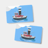 Badge Illustration d'un bateau à chalutier mignon (Avant & arrière)