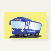 Badge Illustration d'un bus moderne bleu mignon (Dos)